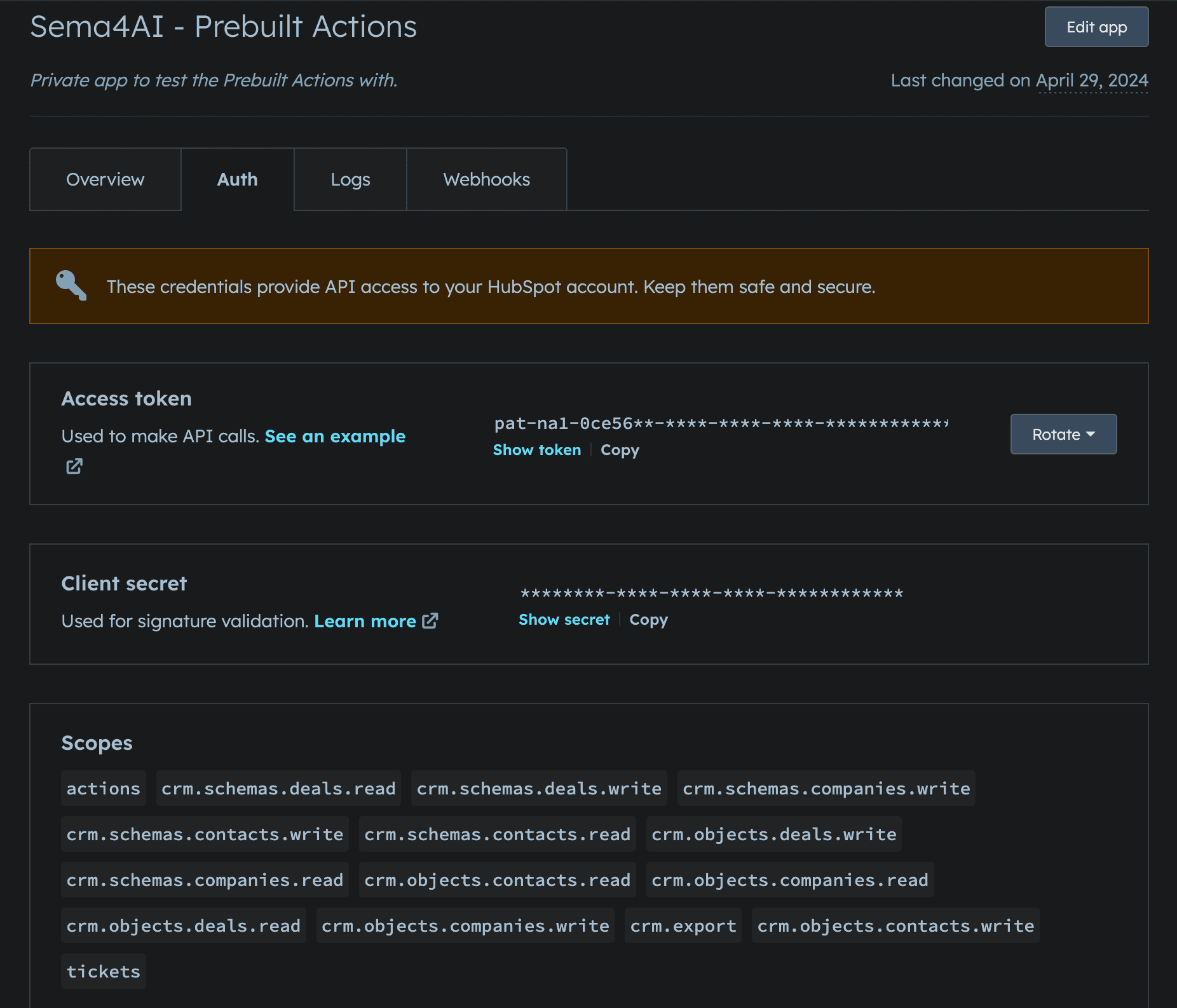 app auth access token