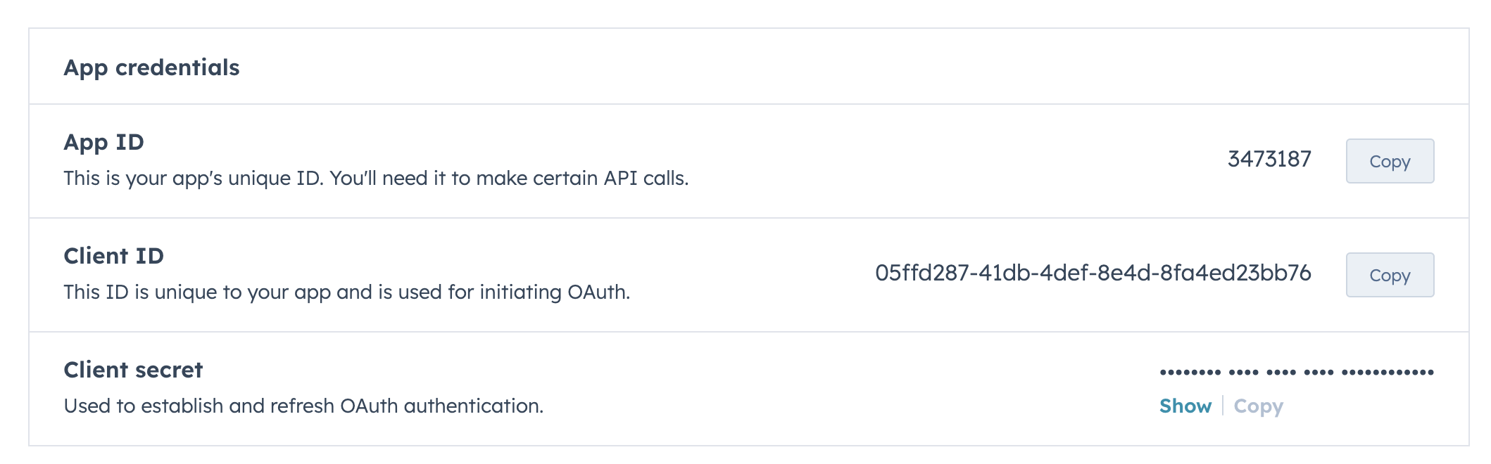 Client credentials