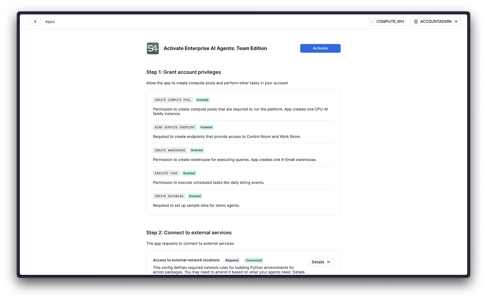 Activate the application