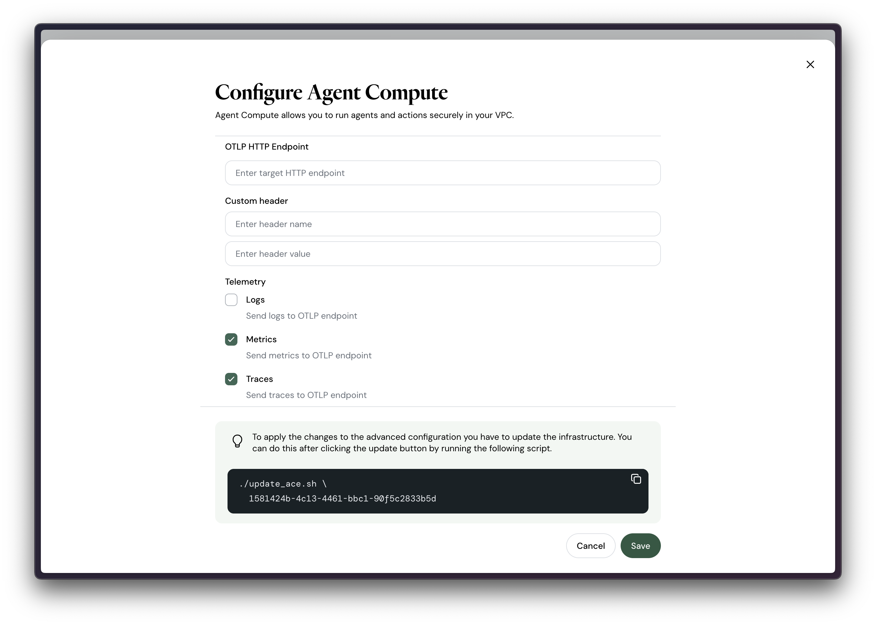 Create a new observability configuration