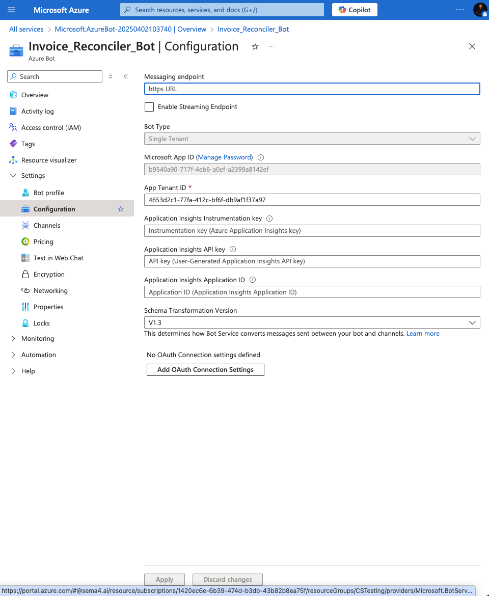Configuration page