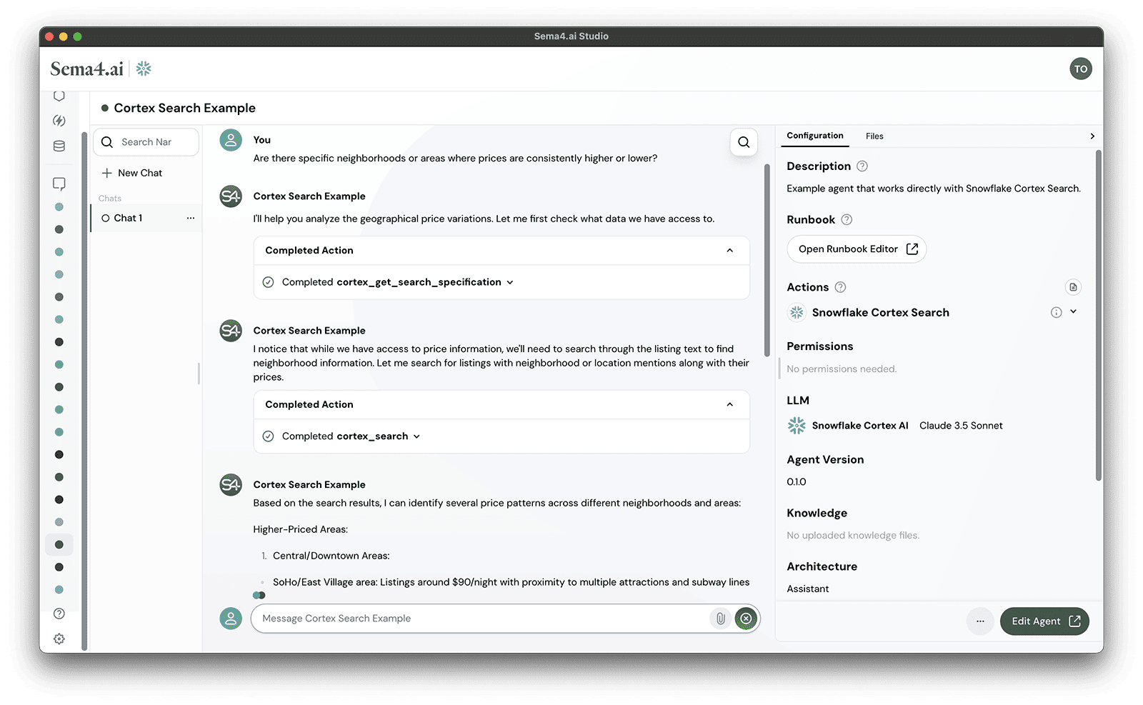 Agent chat and responses
