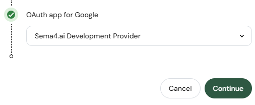 Action OAuth2 app configuration