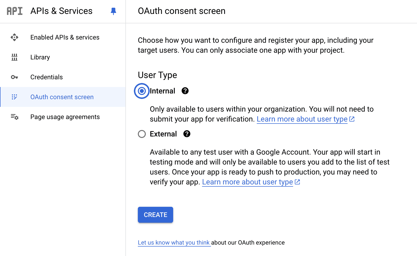 OAuth consent screen