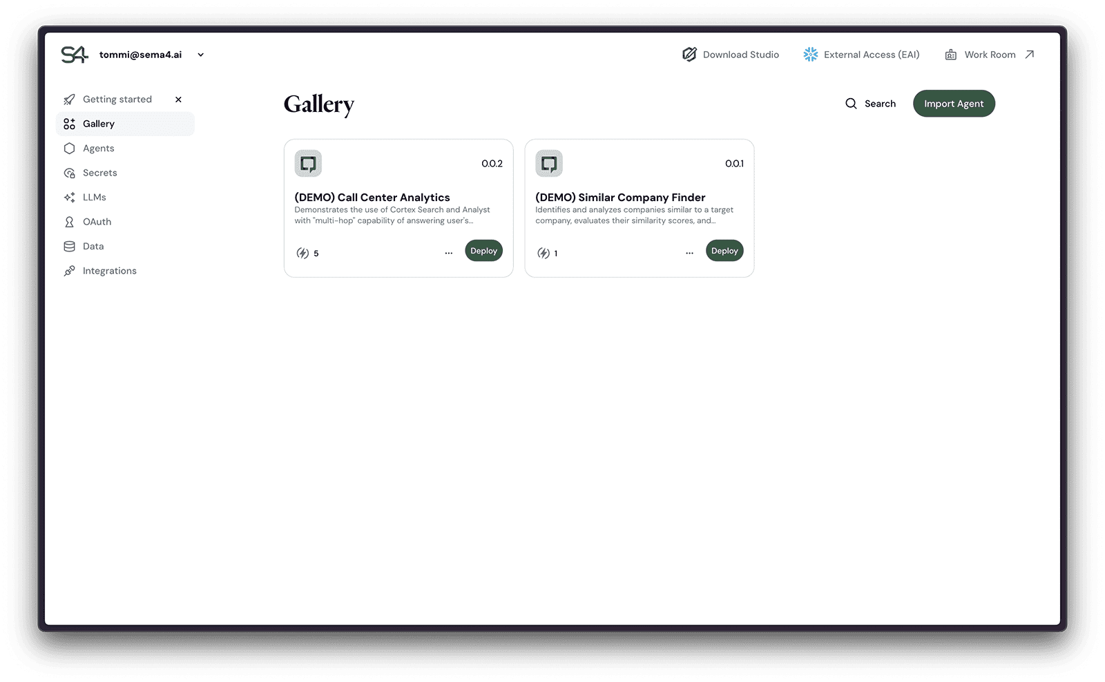 Example agents available in Control Room
