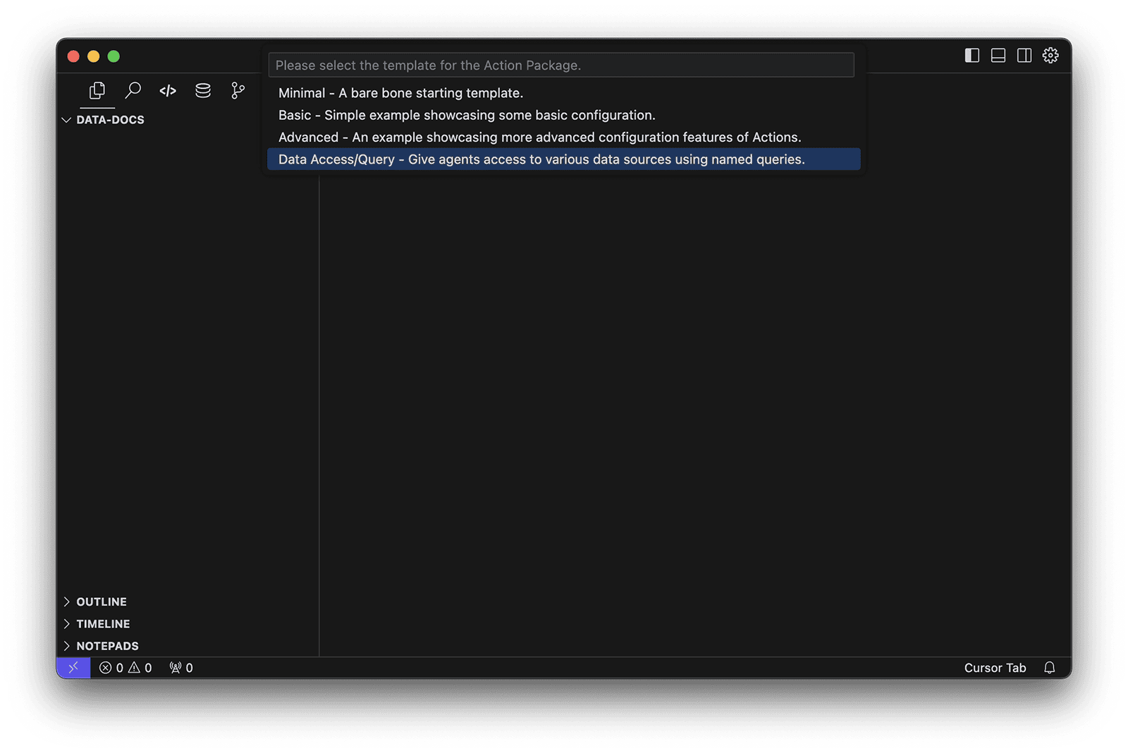 Choose the Data Access template