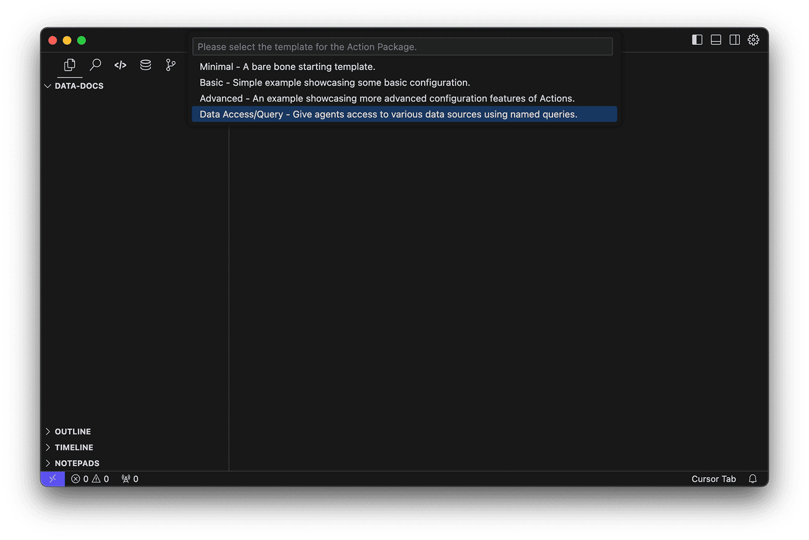 Choose the Data Access template