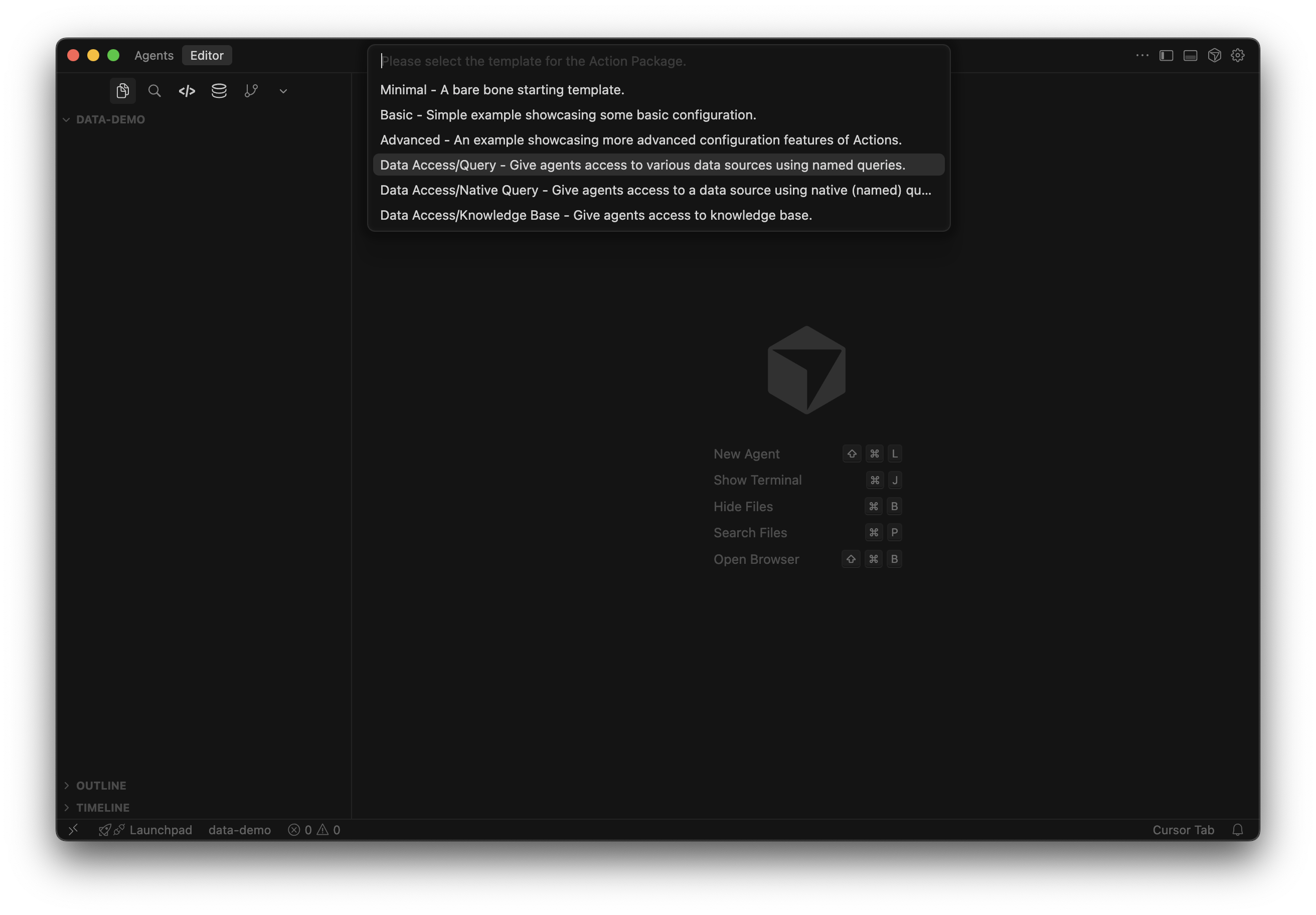 Choose the Data Access template