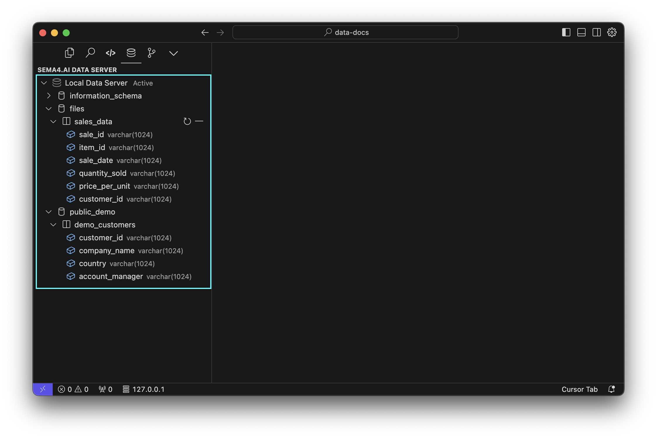 Data sources explorer