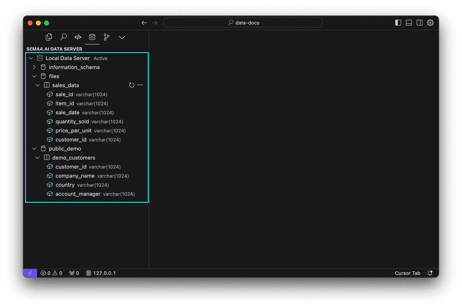 Data source explorer