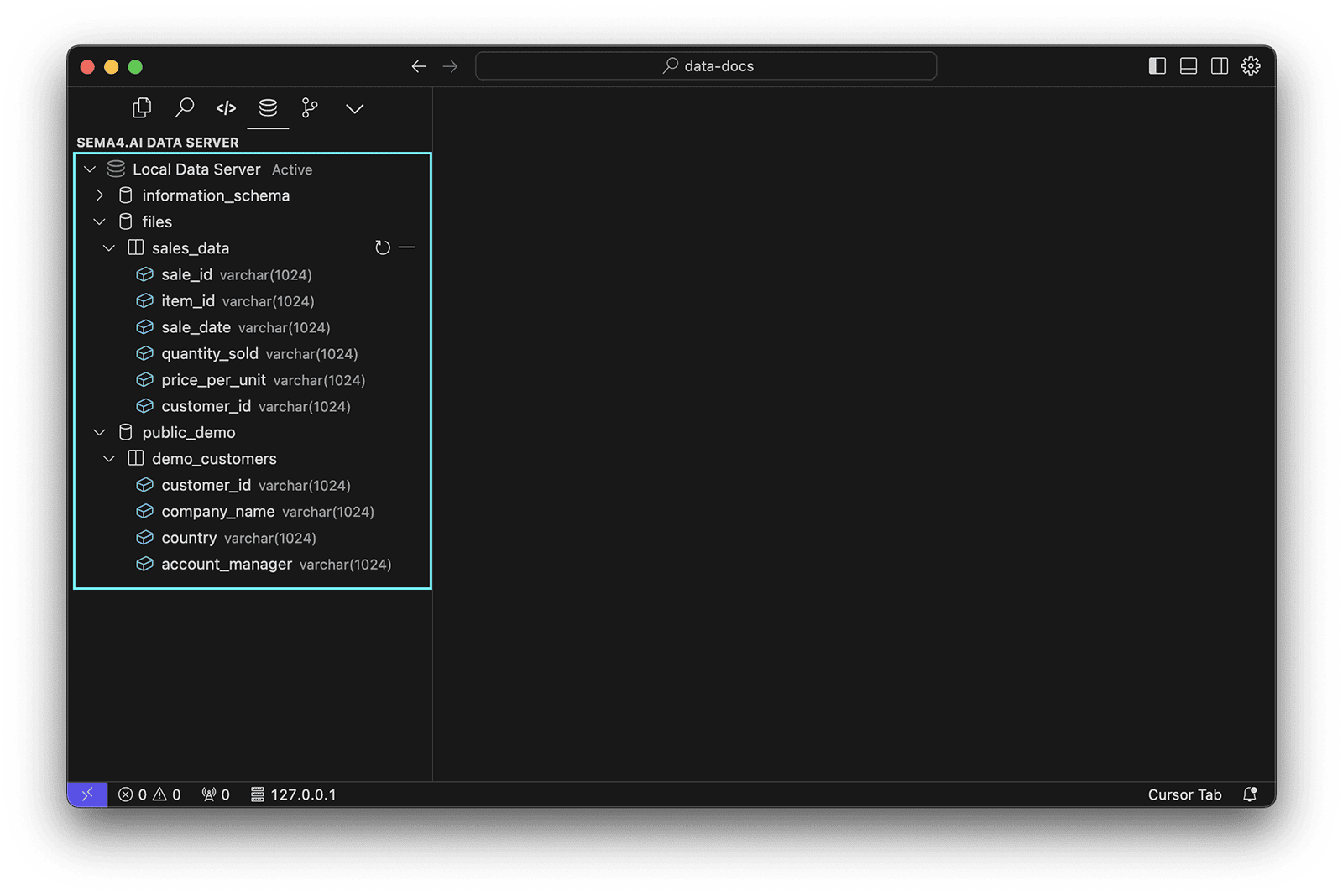 Data sources explorer