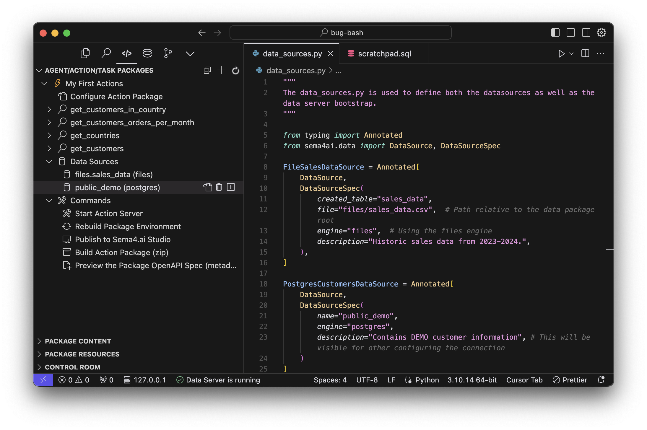 Data sources explorer