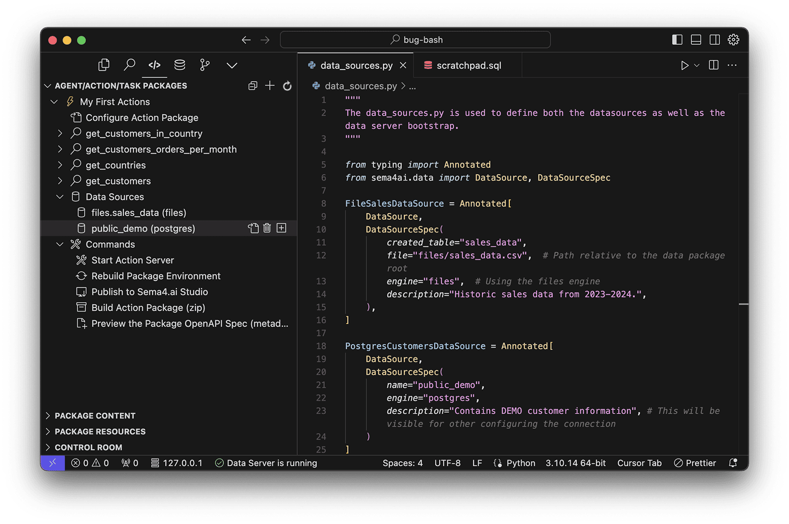 Data sources explorer