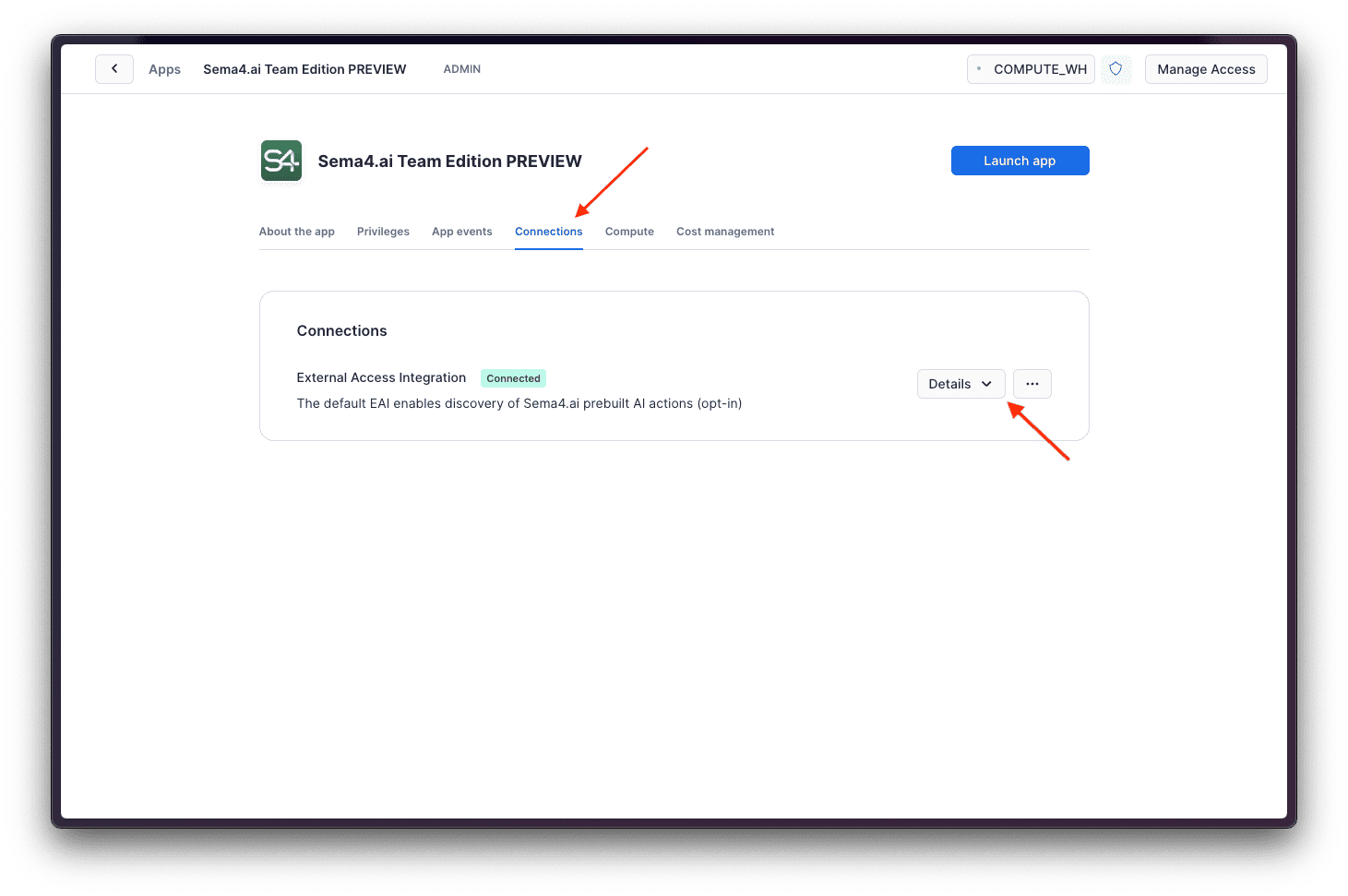 Go to application details