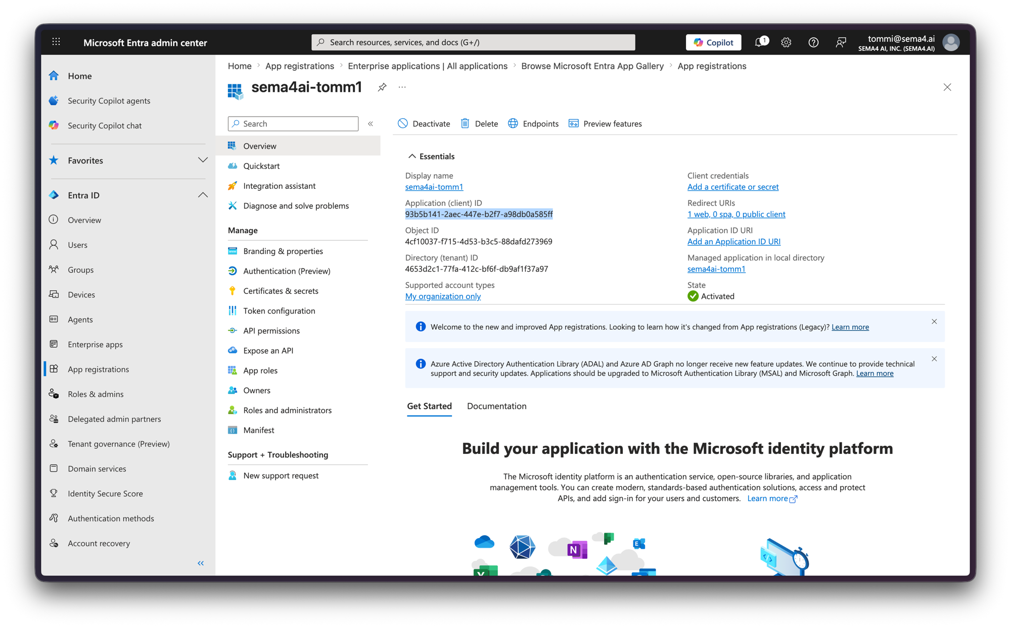 Application overview with the client ID