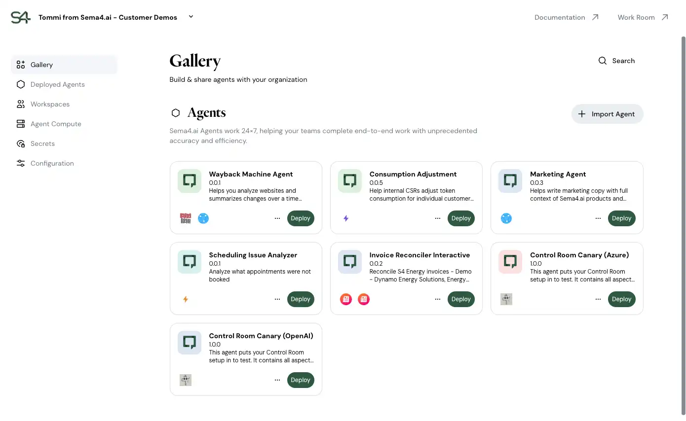 Gallery is the front page of your Control Room