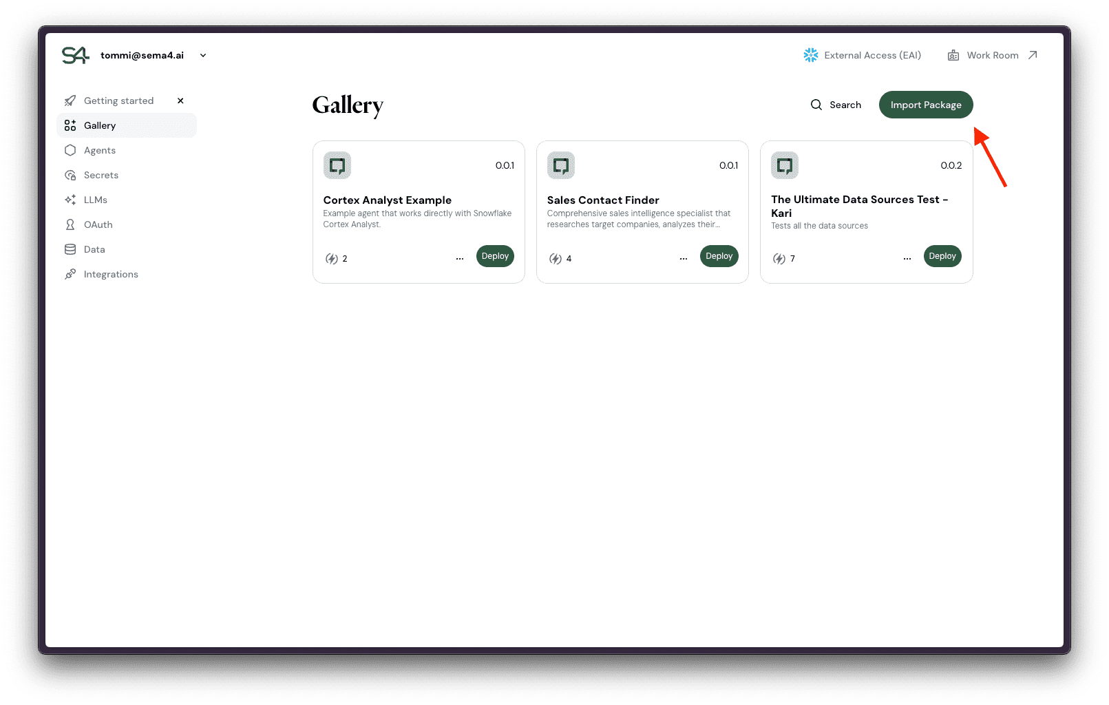 Import agent from zip file