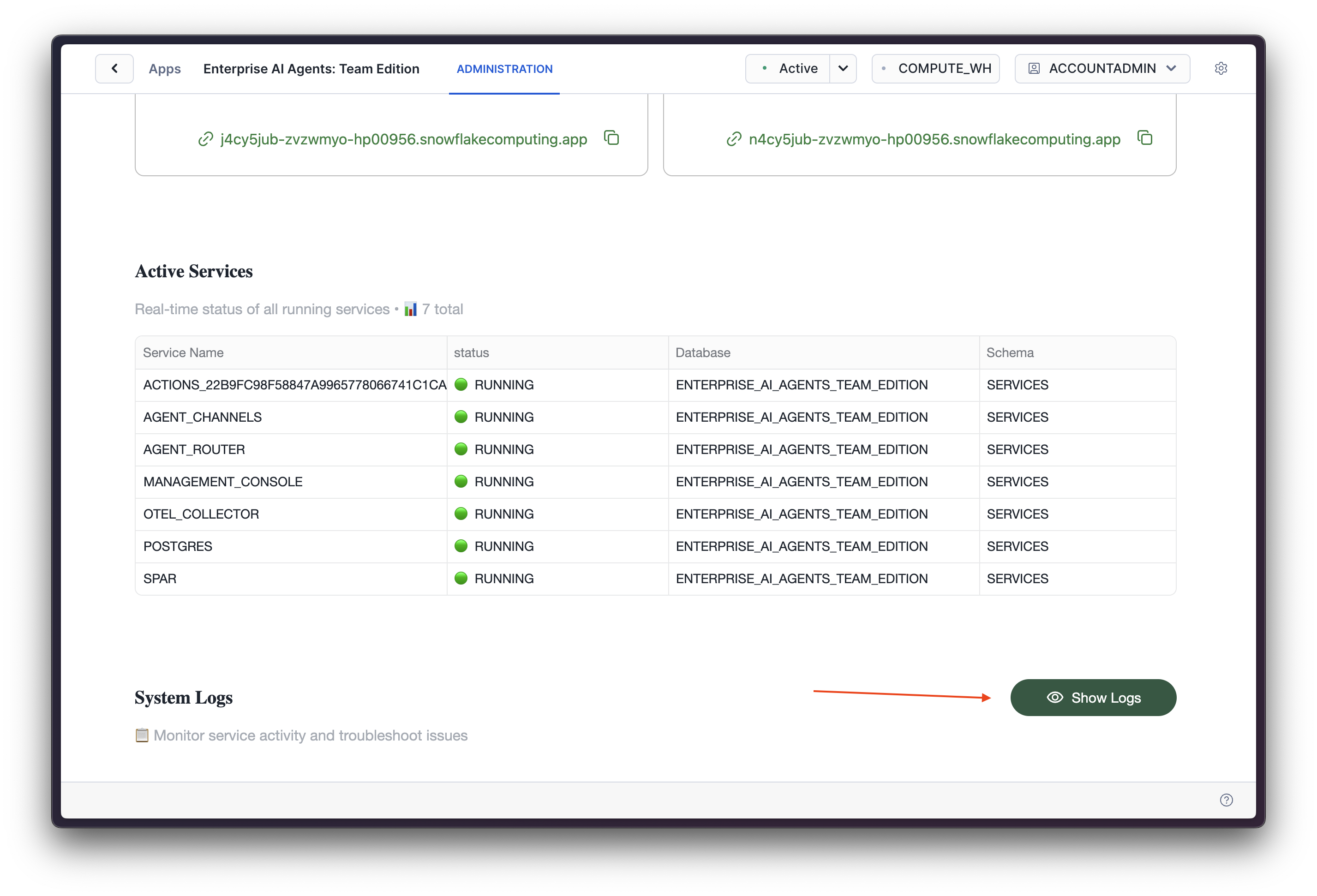 Show logs in Admin view