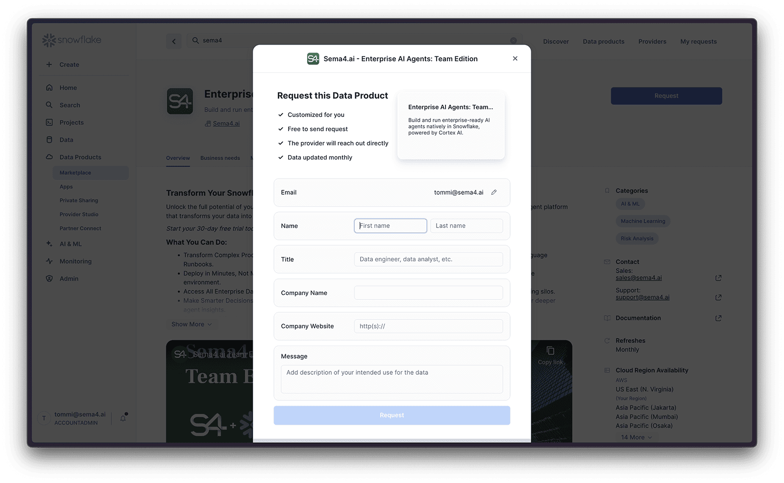 Request access to Sema4.ai Team Edition