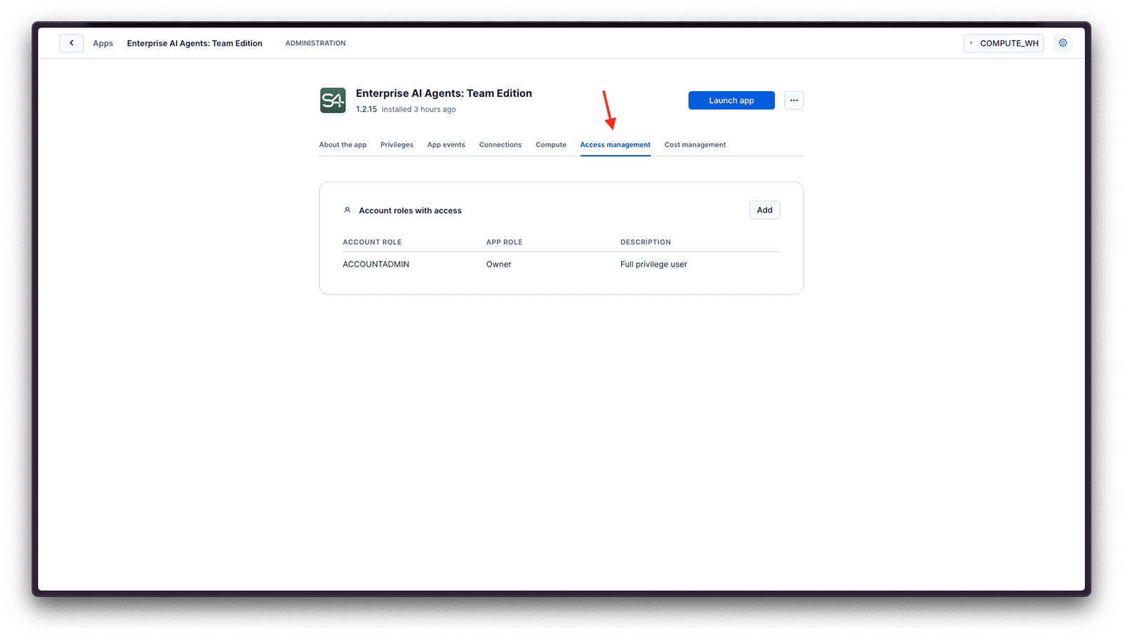 Access Management tab