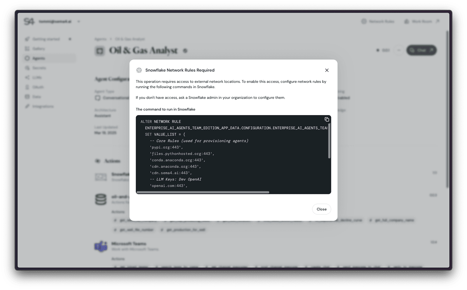 Network rules in the Control Room