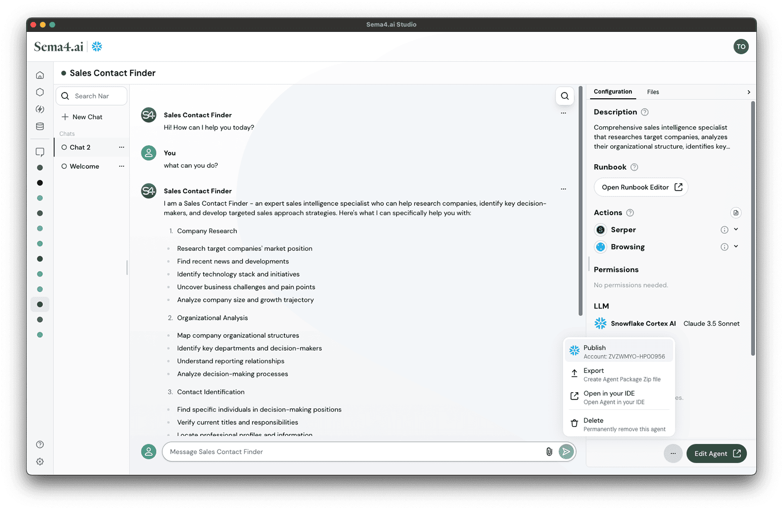 Publish agent from Studio