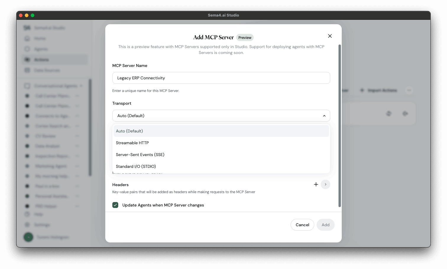 Choose transport method