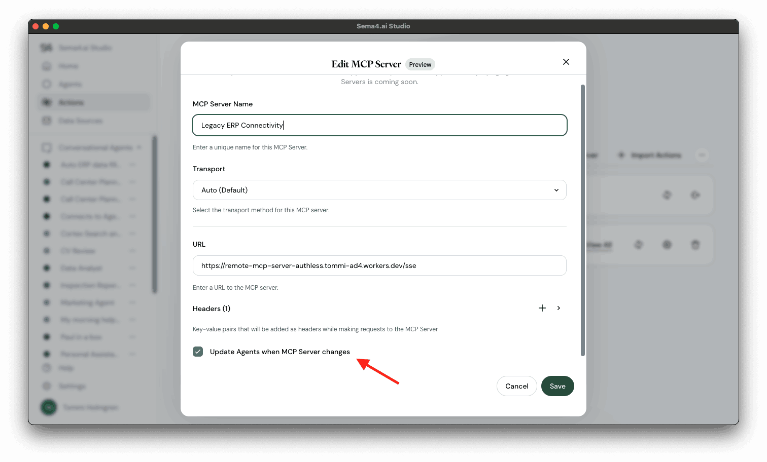Update MCP Server details