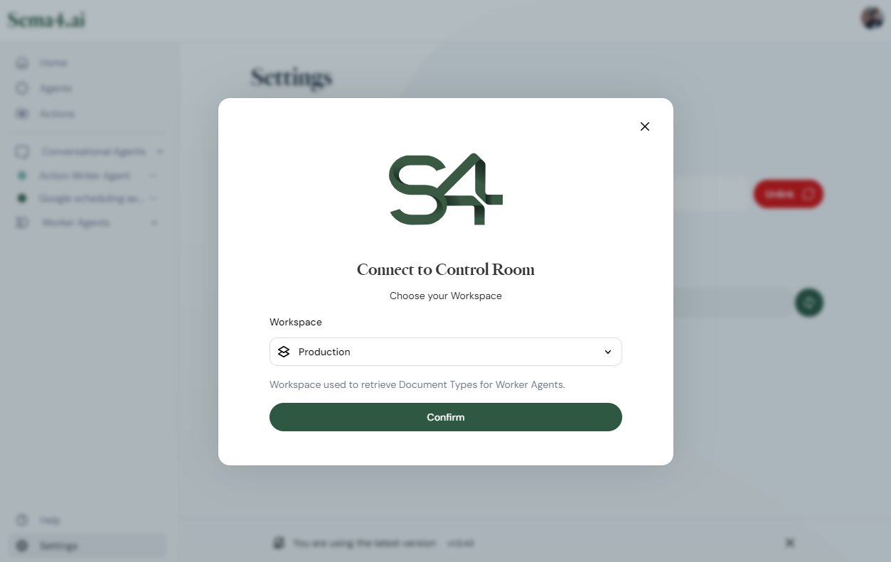 Select a workspace from Control Room to use in Studio