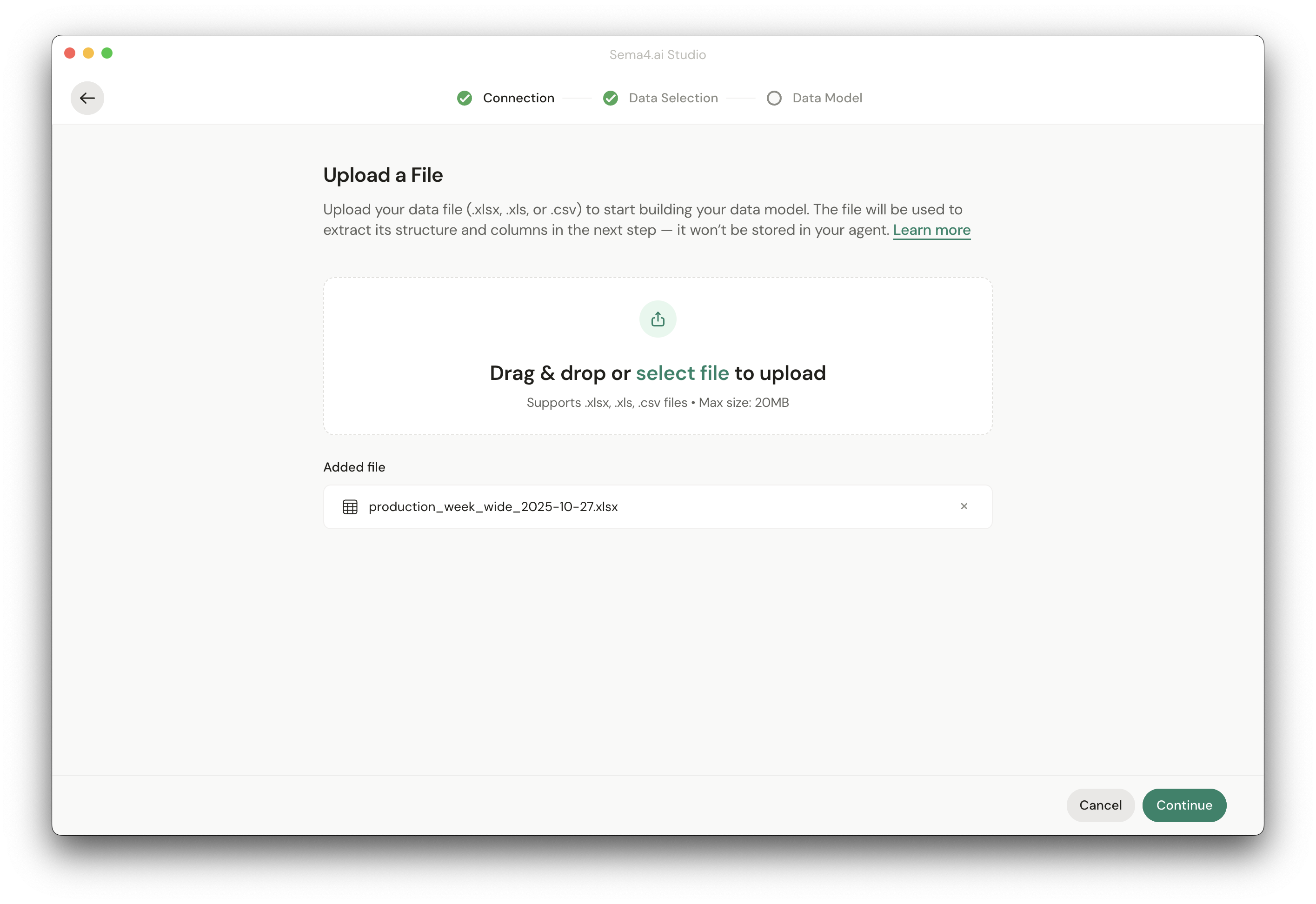 Sample file uploaded