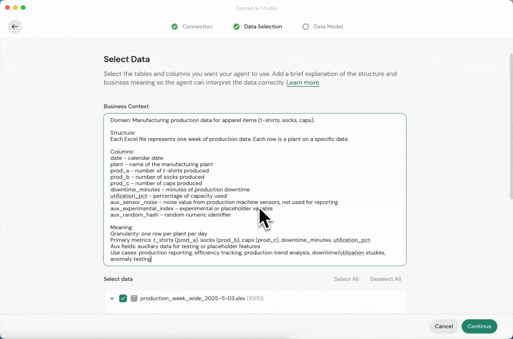 Semantic Data Model generation