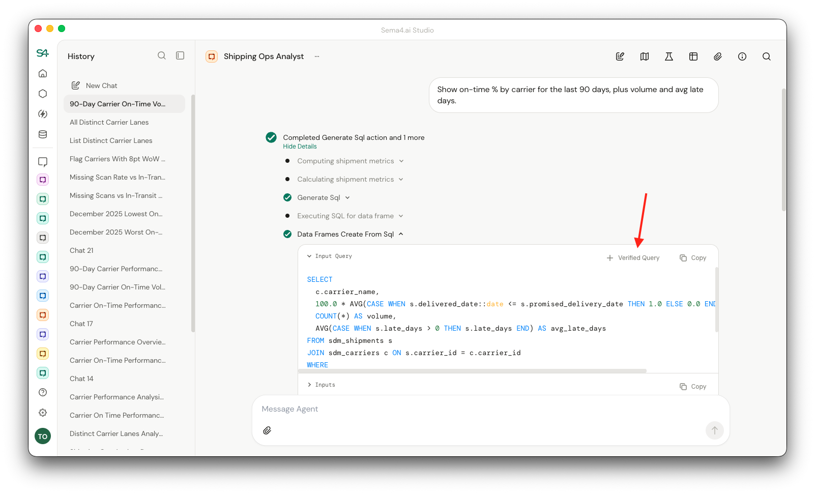 Verified Query creation in Studio