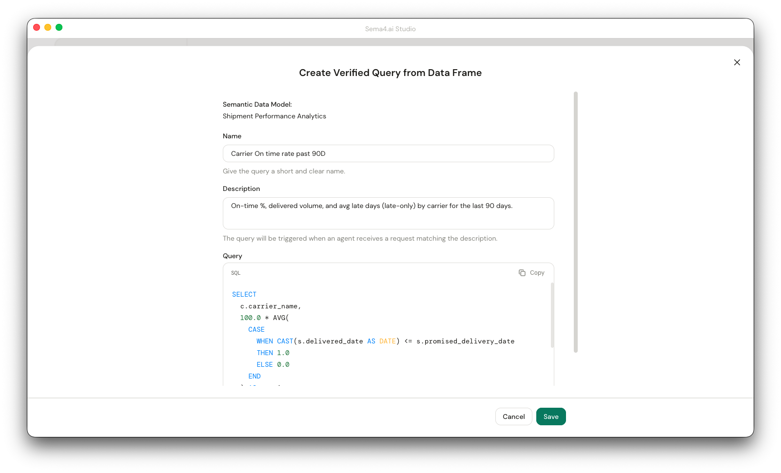 Verified Query creation in Studio