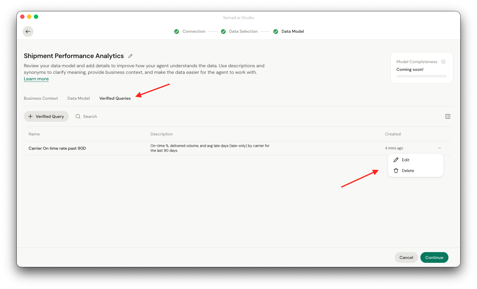Editing verified queries
