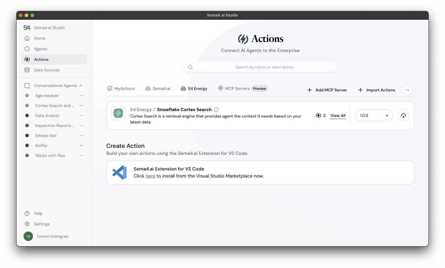 Organization's shared Actions gallery
