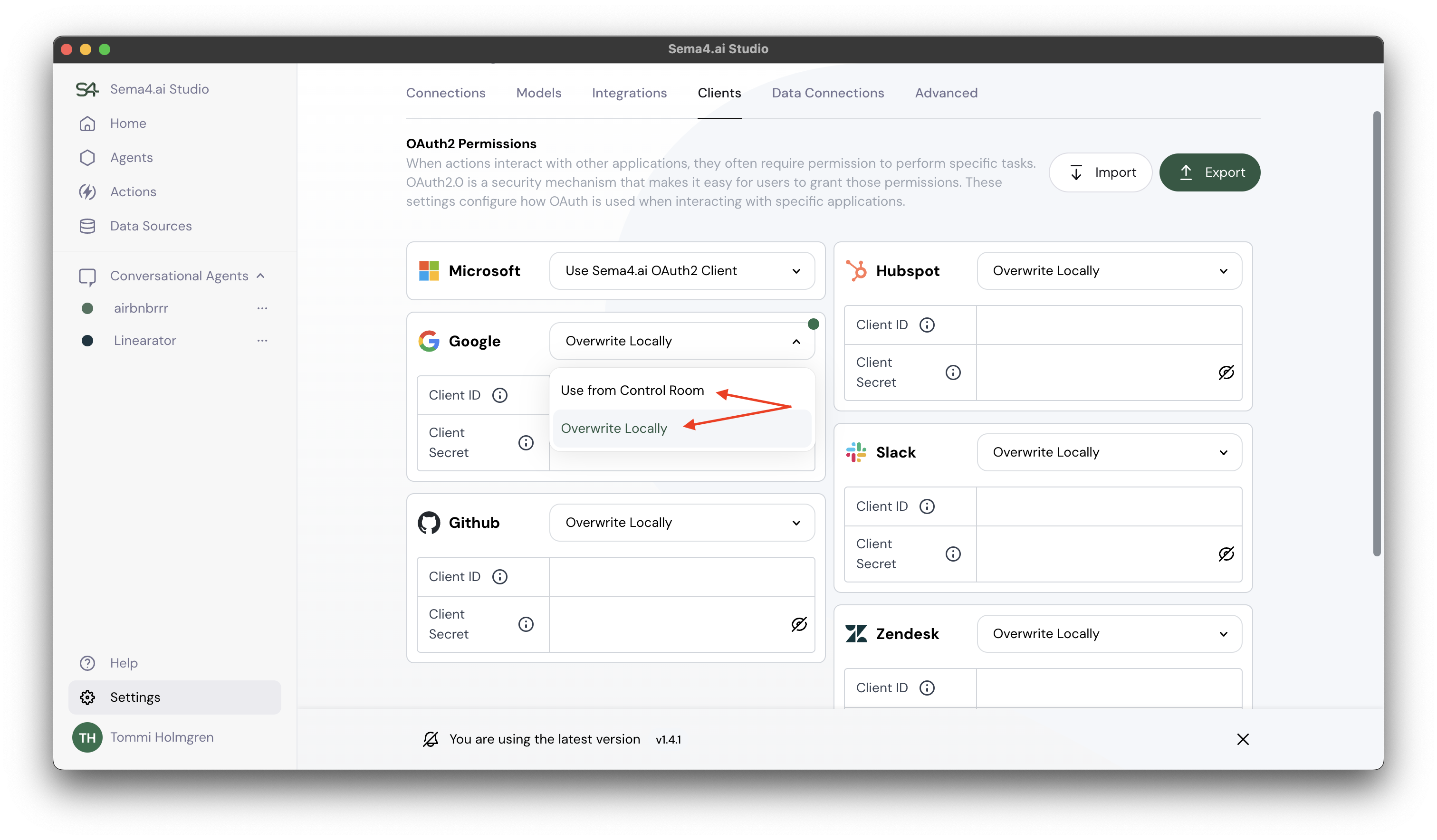 Shared OAuth clients