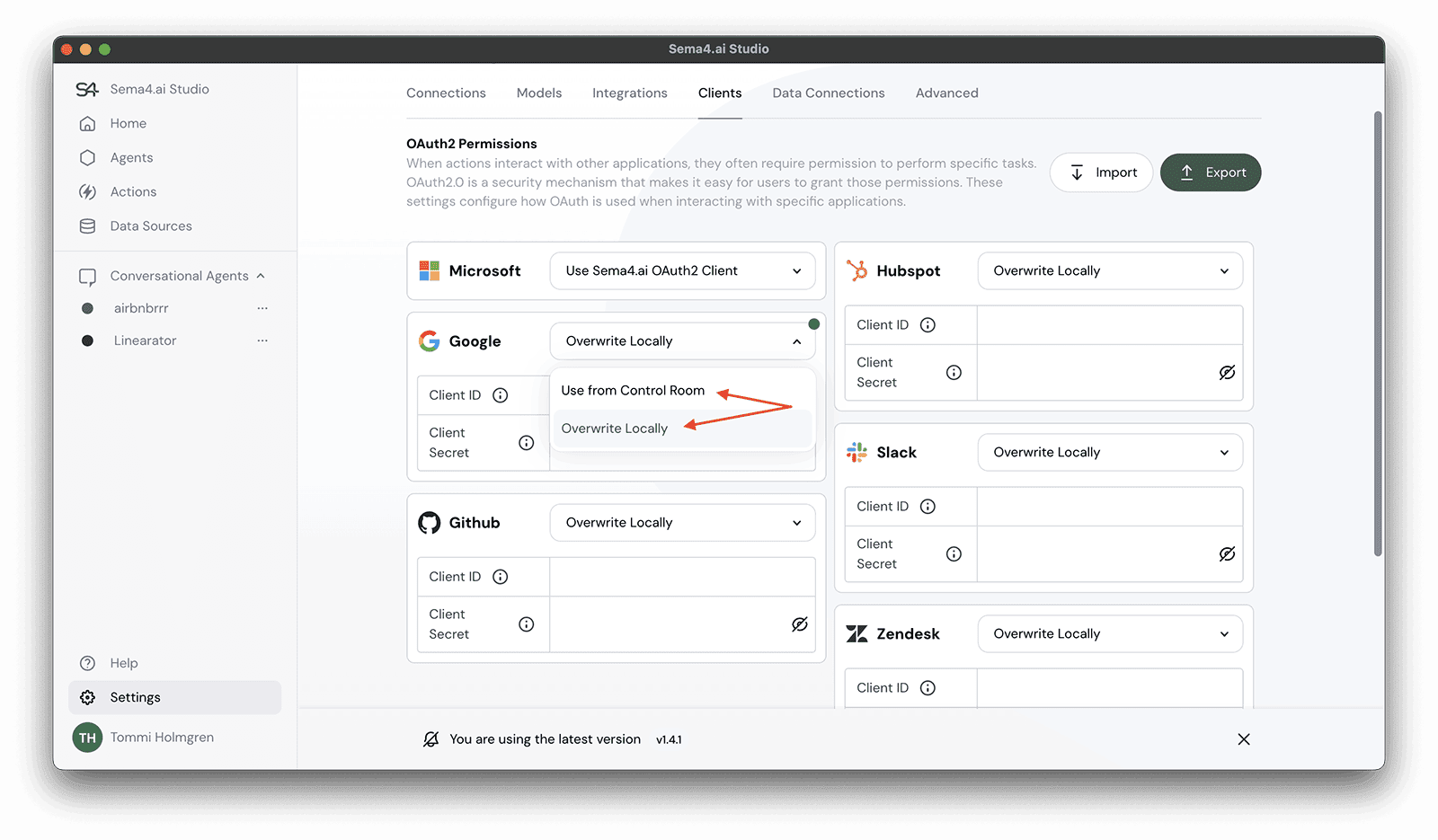 Shared OAuth clients