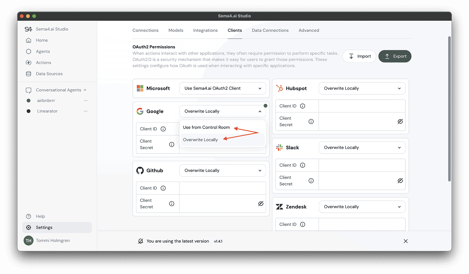 Shared OAuth clients