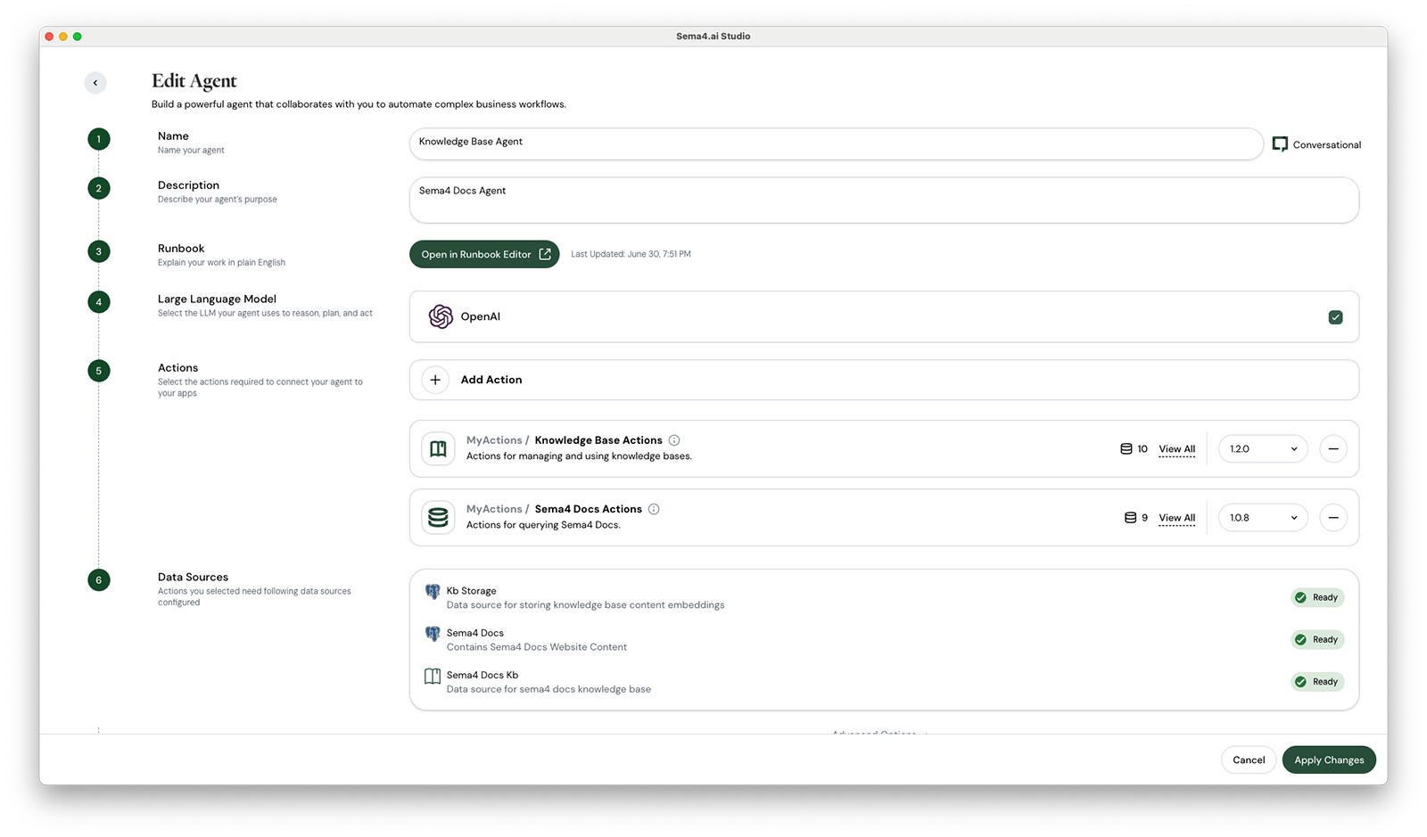 Agent Creation / Edit Screen