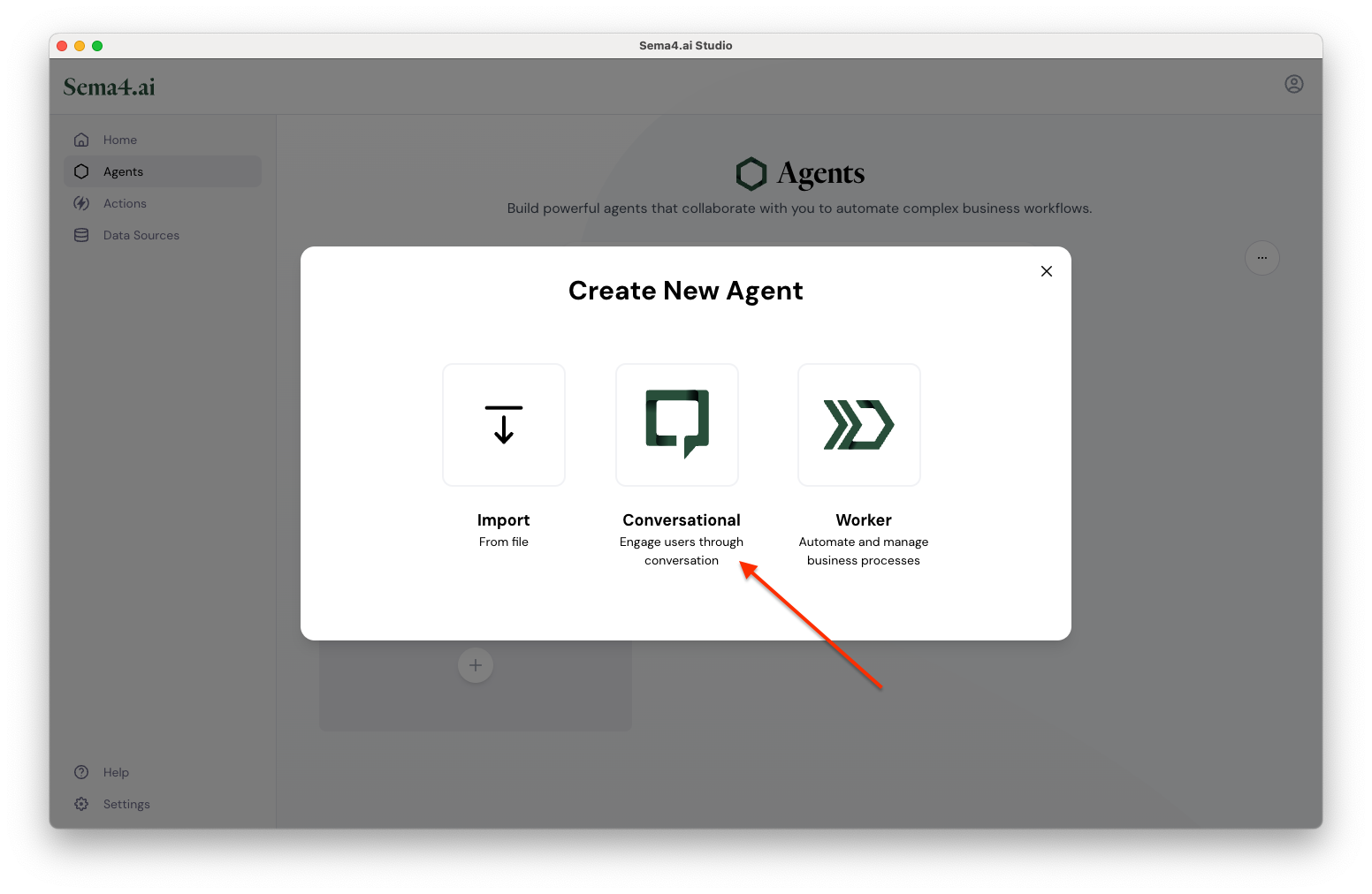 Choose agent type