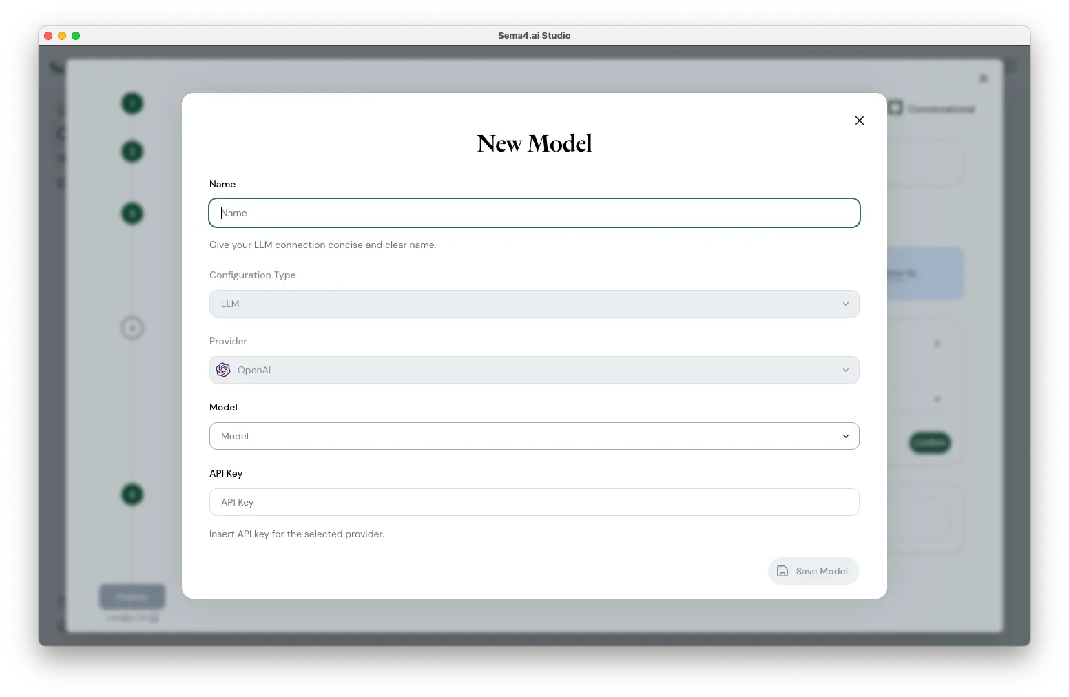 Agent configuration screen