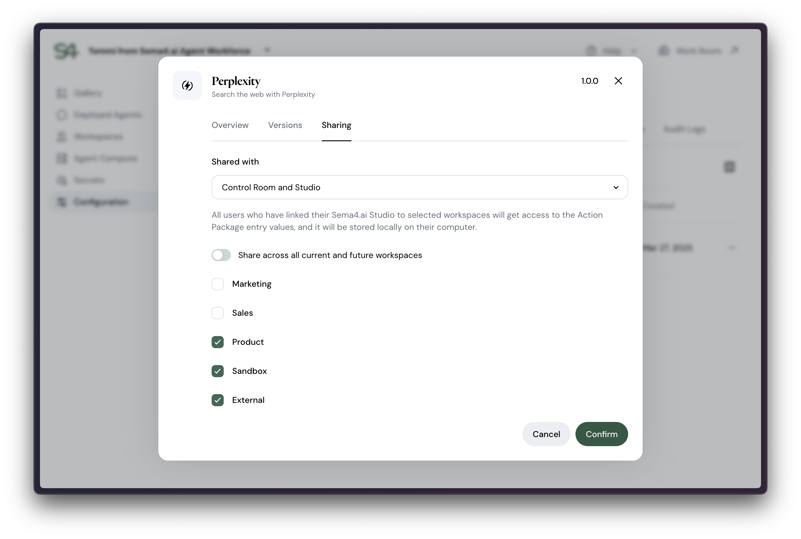 Uploading an action package