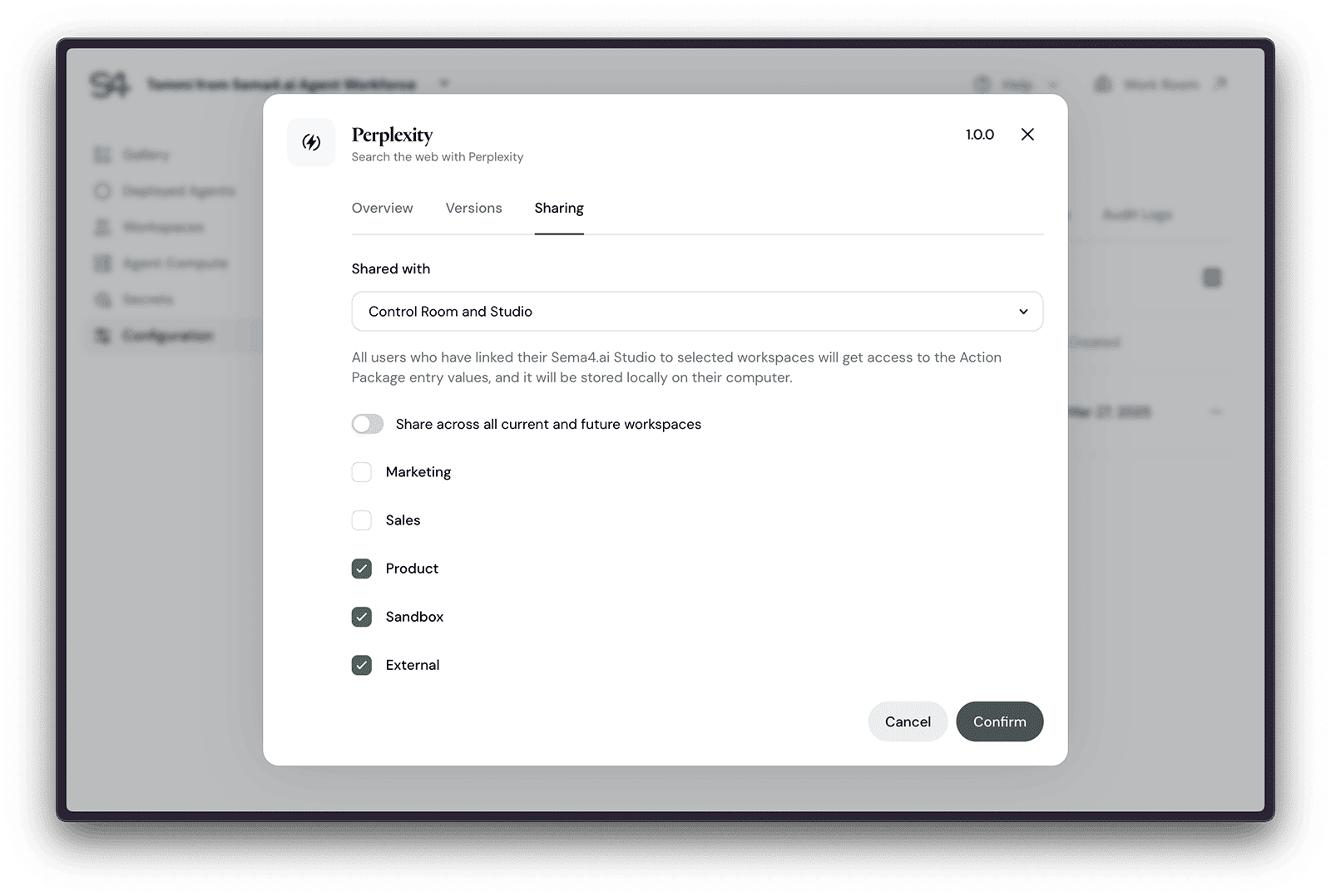 Uploading an action package