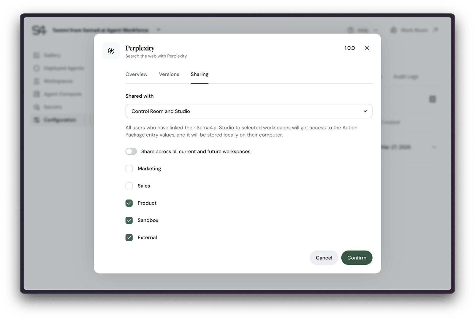 Uploading an action package
