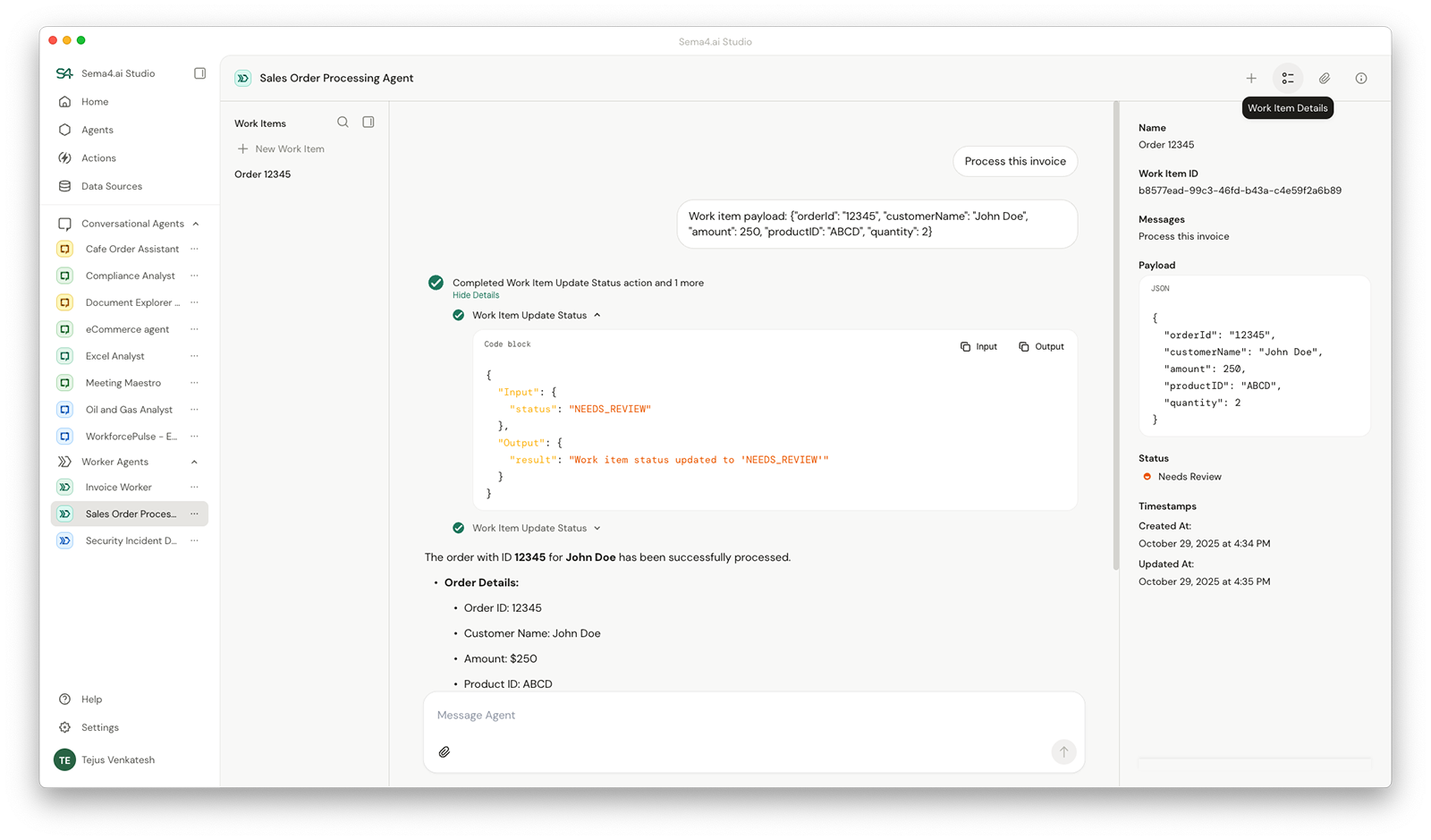 Work item details tab