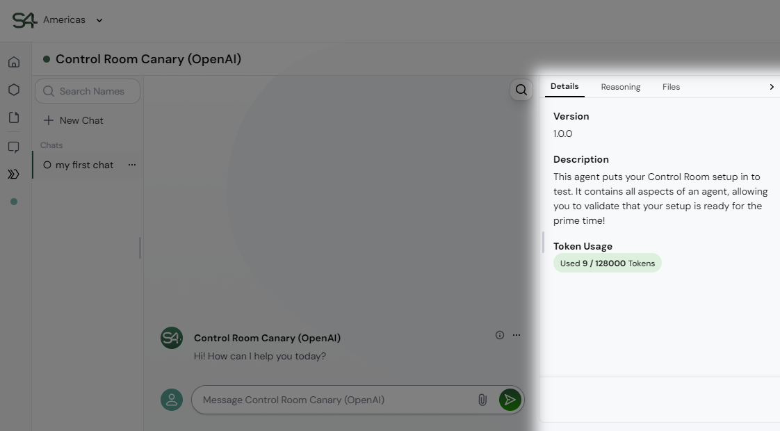 Right sidebar with agent details, reasoning, and files