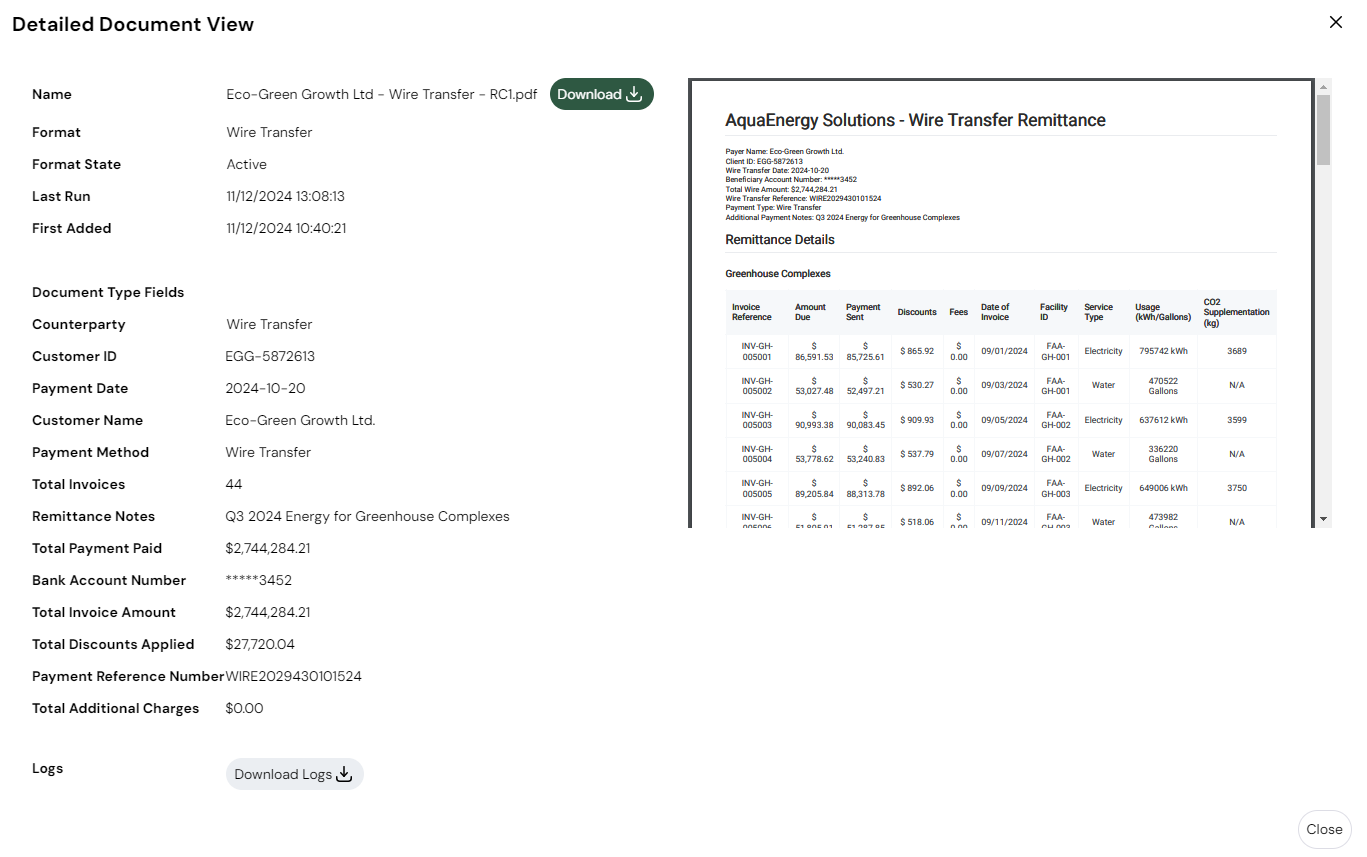 Inspect the extracted data side-by-side