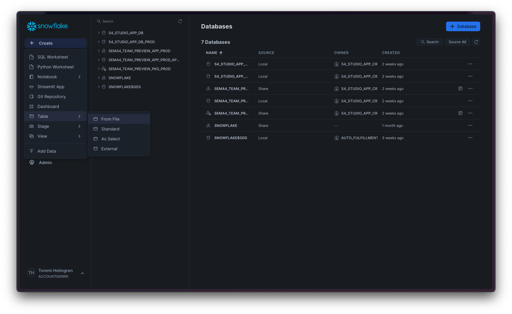 Create table from file