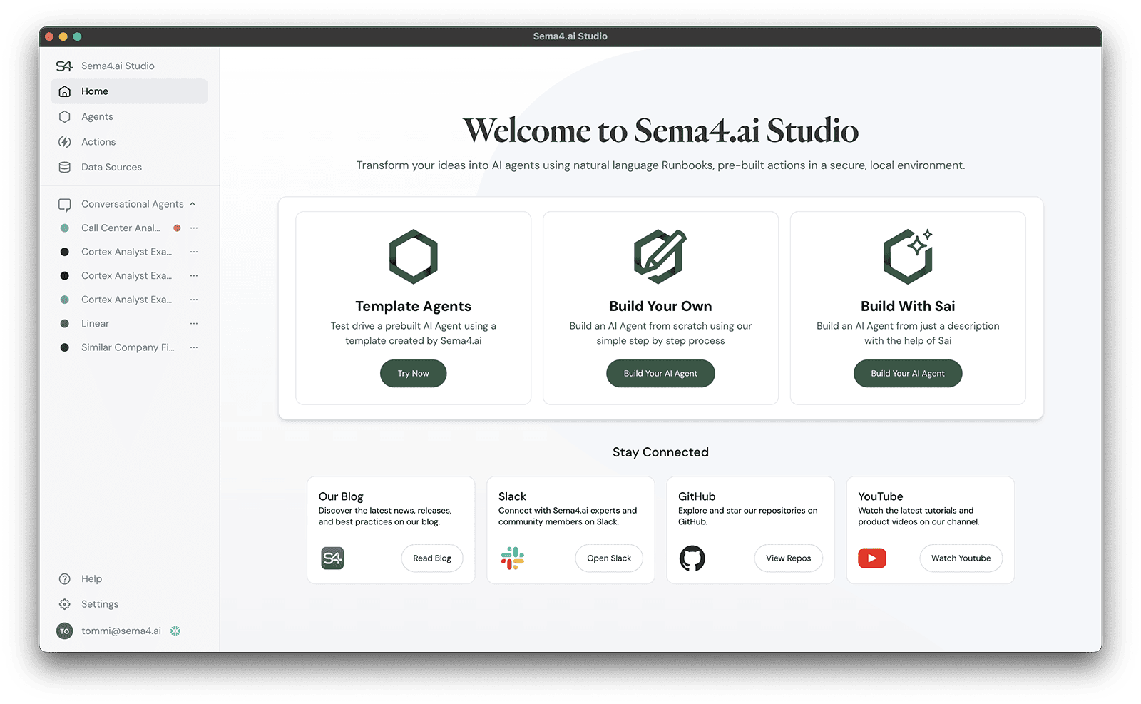 Sema4.ai Studio - Ready to build agents!