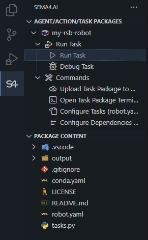 Sema4.ai extension UI